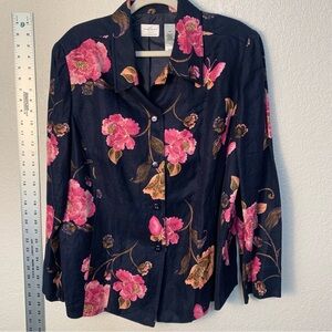 Stylish light weight shirt jacket with Floral Accents